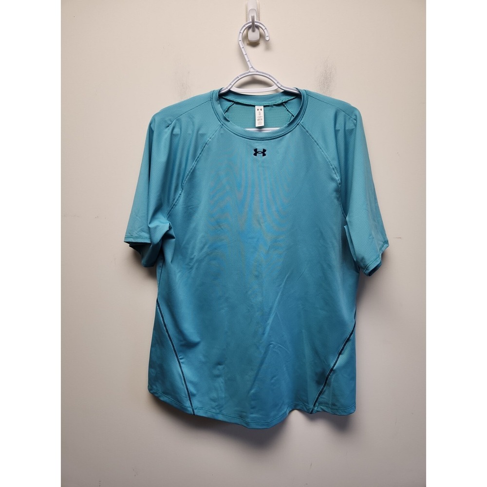 UNDER ARMOUR shirt  Fitted Heat Gear Men's Size XL Turquoise T-Shirt‎ Cycling